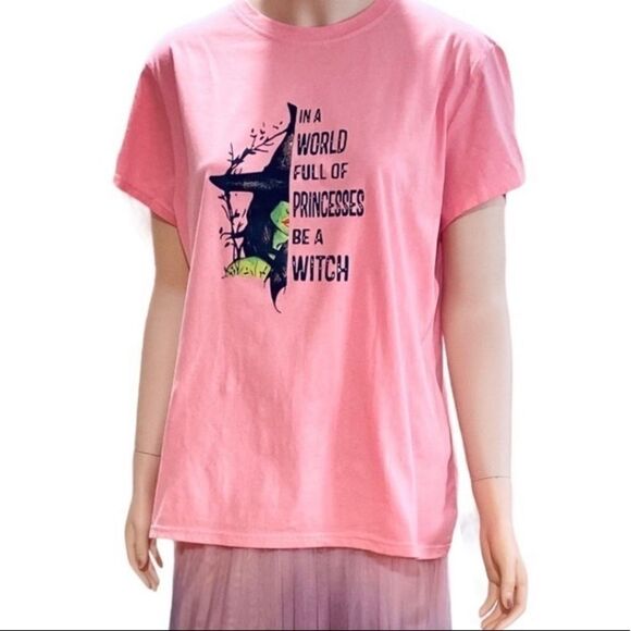 Pink Short Sleeve Witch Graphic Front Plus Size Cotton Tee T-shirt NEW - Picture 4 of 4